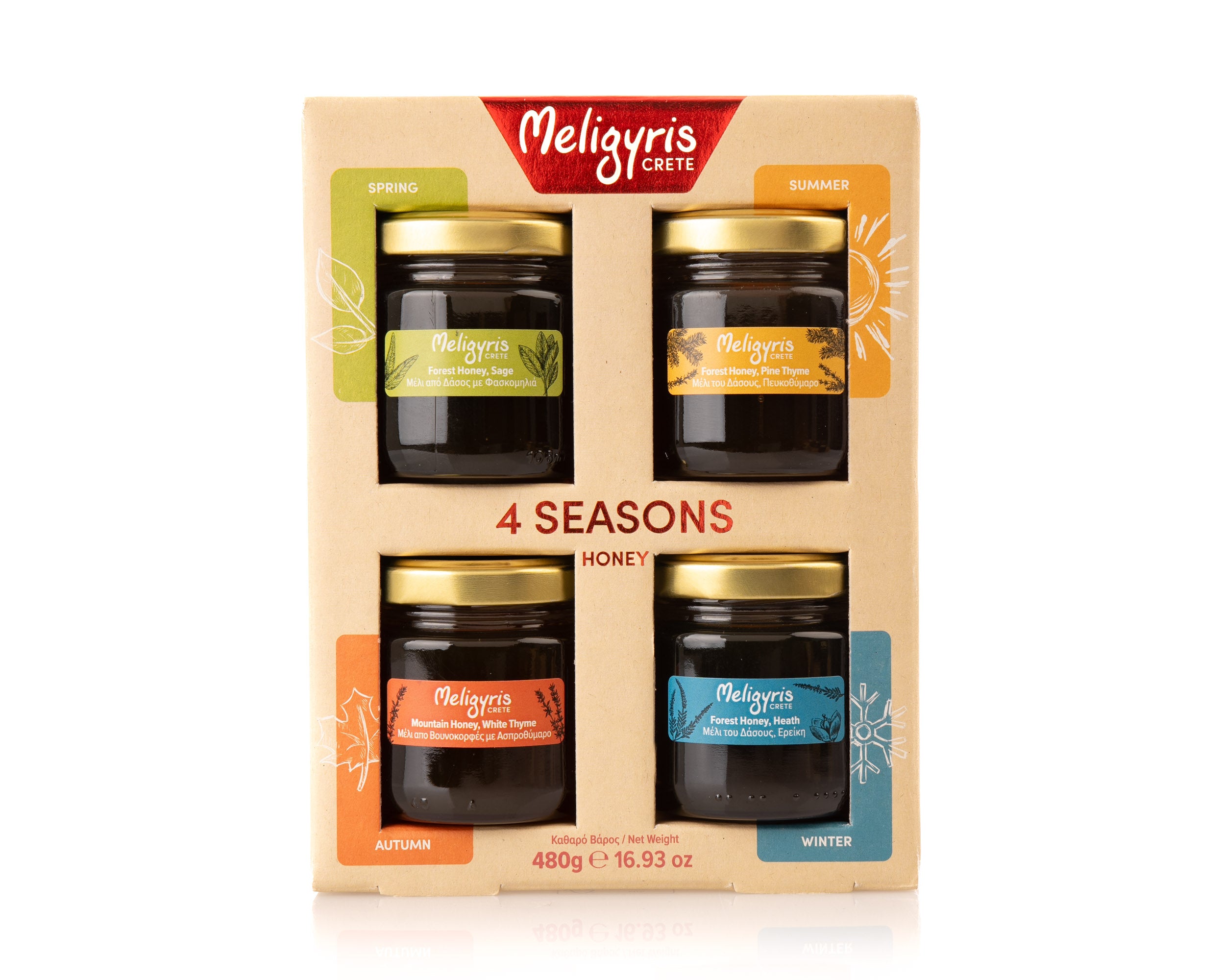 Meligyris-4-seasons-honey-box-4x120g Meligyris-4-seasons-honey-box-4x120g
