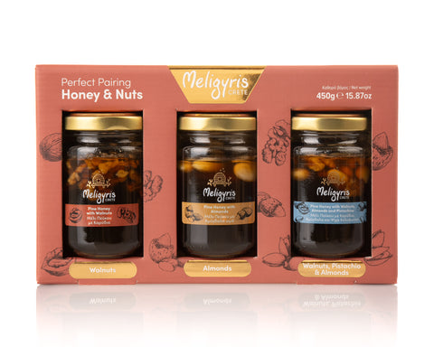 Meligyris-honey-and-nuts-perfect-pairing-3x150g Meligyris-honey-and-nuts-perfect-pairing-3x150g